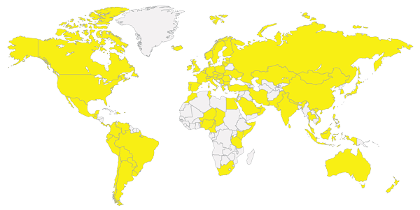 LoRaWAN 全球覆盖图