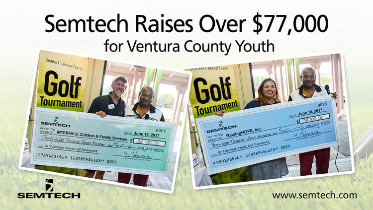 Semtech Raises Over $77,000 for Ventura County Youth Proceeds from 5th annual charity golf tournament will go to RaisingHOPE, Inc. and to Interface Children & Family Services