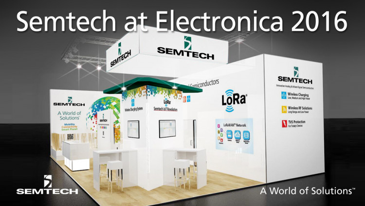 Semtech Features LoRa Technology and New Wireless Charging Platforms at electronica Semtech’s comprehensive portfolio of next-generation analog/mixed-signal ICs includes breakthrough products for power management, protection and the Internet of Things
